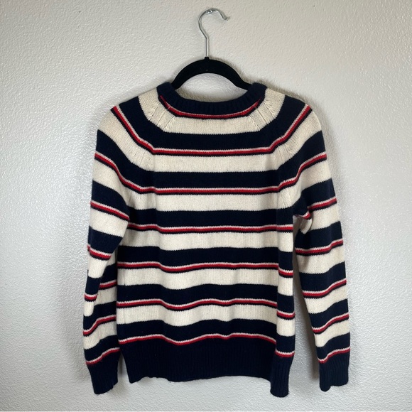 J. Crew Shrunken Striped Crewneck 100% Italian Cashmere Sweater Women’s Medium - Picture 7 of 9